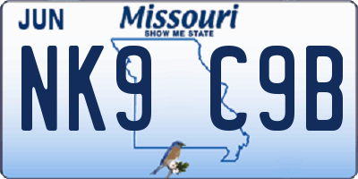 MO license plate NK9C9B