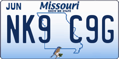 MO license plate NK9C9G