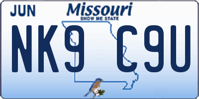 MO license plate NK9C9U