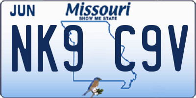 MO license plate NK9C9V