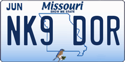 MO license plate NK9D0R