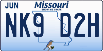 MO license plate NK9D2H
