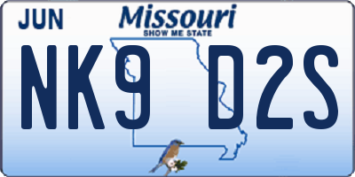 MO license plate NK9D2S