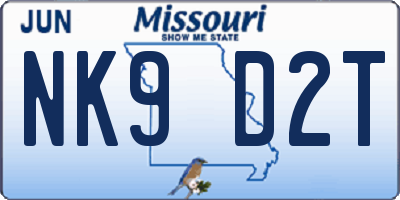 MO license plate NK9D2T
