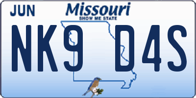 MO license plate NK9D4S