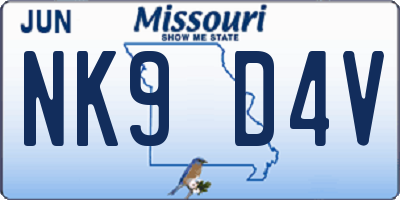 MO license plate NK9D4V