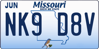 MO license plate NK9D8V