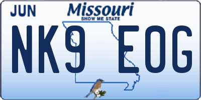 MO license plate NK9E0G