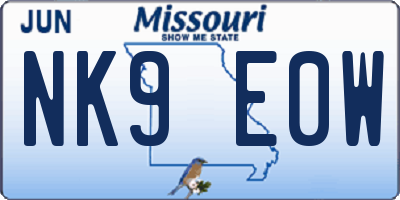 MO license plate NK9E0W