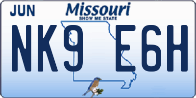 MO license plate NK9E6H