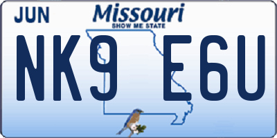 MO license plate NK9E6U