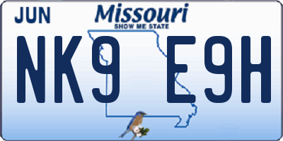 MO license plate NK9E9H
