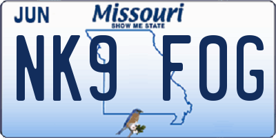 MO license plate NK9F0G
