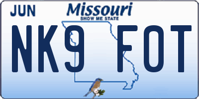 MO license plate NK9F0T