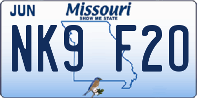 MO license plate NK9F2O