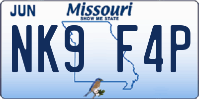 MO license plate NK9F4P