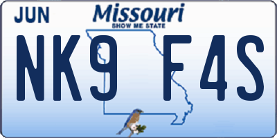 MO license plate NK9F4S