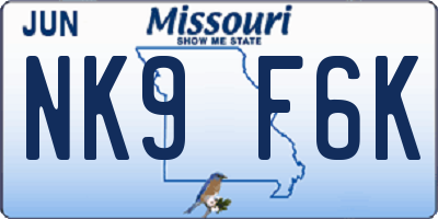 MO license plate NK9F6K