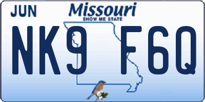 MO license plate NK9F6Q