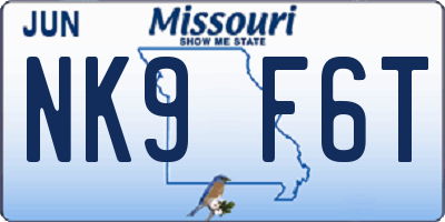 MO license plate NK9F6T