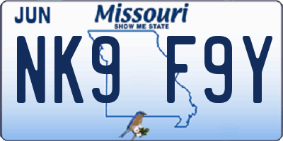 MO license plate NK9F9Y