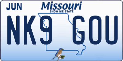 MO license plate NK9G0U