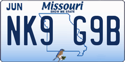 MO license plate NK9G9B