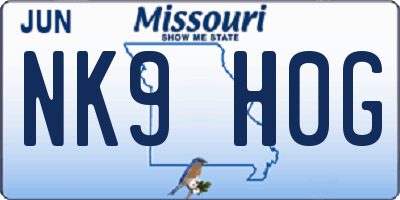 MO license plate NK9H0G