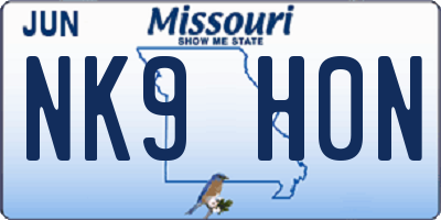 MO license plate NK9H0N