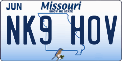 MO license plate NK9H0V