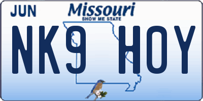 MO license plate NK9H0Y