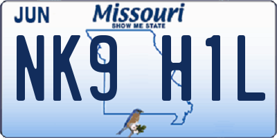 MO license plate NK9H1L