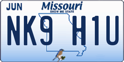 MO license plate NK9H1U
