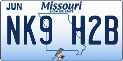 MO license plate NK9H2B