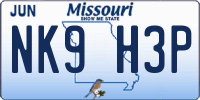 MO license plate NK9H3P