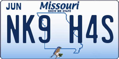 MO license plate NK9H4S