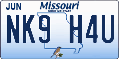 MO license plate NK9H4U