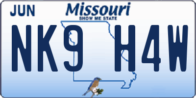 MO license plate NK9H4W