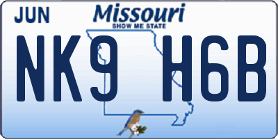 MO license plate NK9H6B