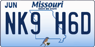 MO license plate NK9H6D