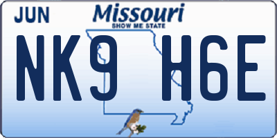 MO license plate NK9H6E
