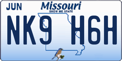 MO license plate NK9H6H
