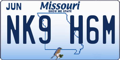 MO license plate NK9H6M