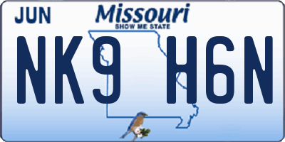 MO license plate NK9H6N