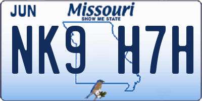 MO license plate NK9H7H