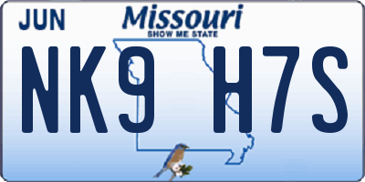 MO license plate NK9H7S