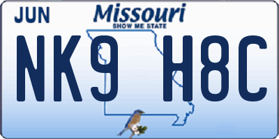 MO license plate NK9H8C