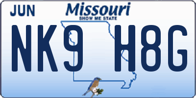 MO license plate NK9H8G