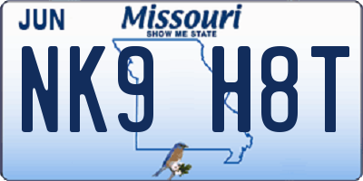 MO license plate NK9H8T