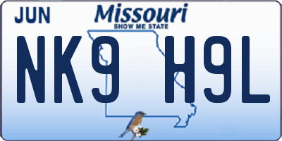 MO license plate NK9H9L